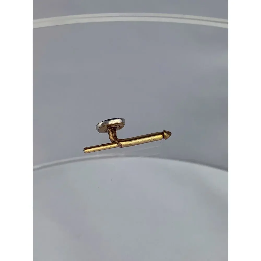 Single Black MOP Pearl 10k Gold Plated Tuxedo Shirt Stud Swank Square Vintage